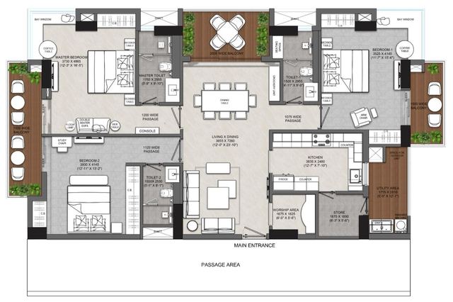 Alternate unit floor plan, second layout