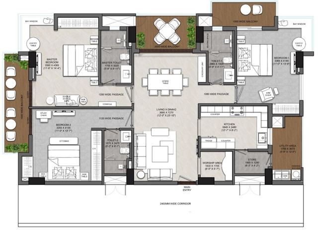 Type 2 unit floor plan